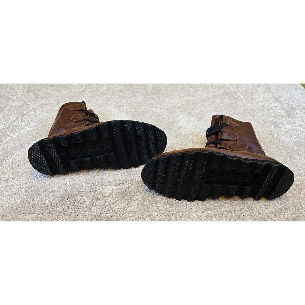 Sorel Mad Leather Boots Men's 11 Brown NM1756-204 Kezar Ankle Lace‎ Up